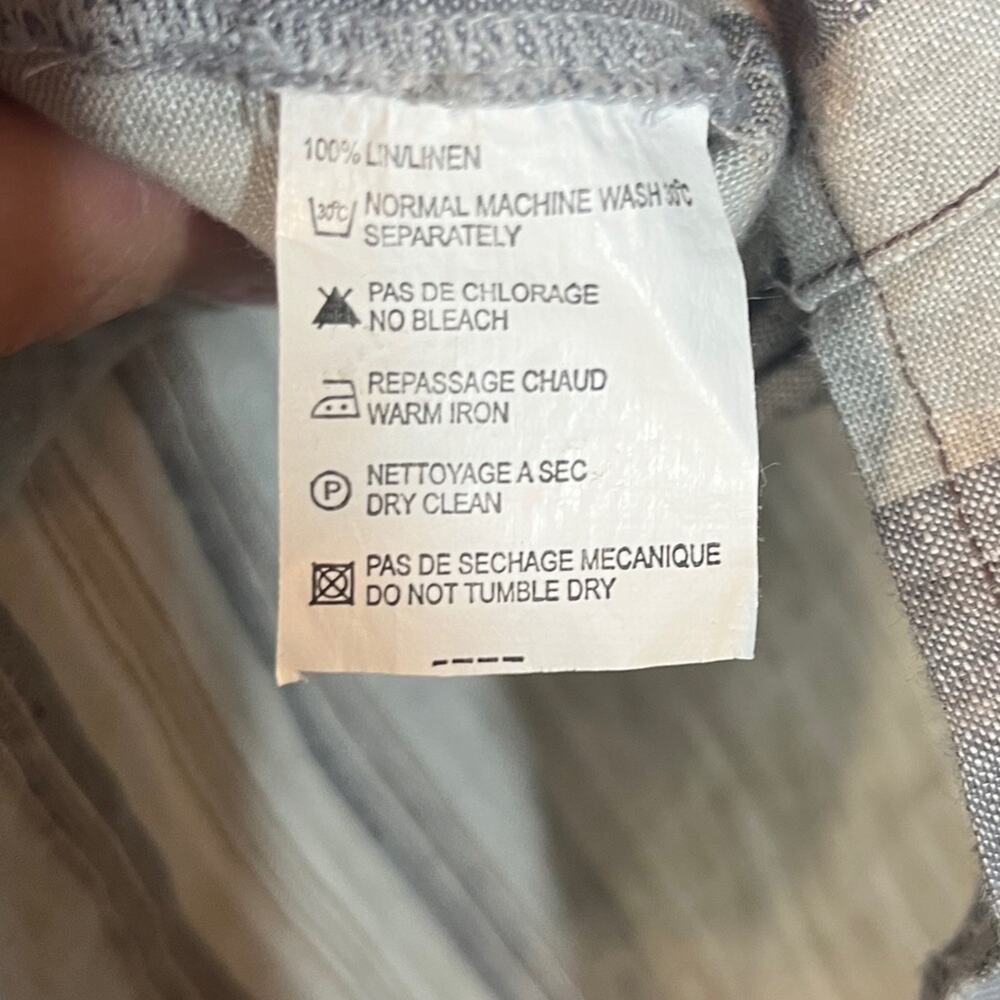 Lauren Vidal LINEN Grey Striped Sleeveless Tank Top Tunic Asymmetrical Lagenlook - Picture 3 of 10